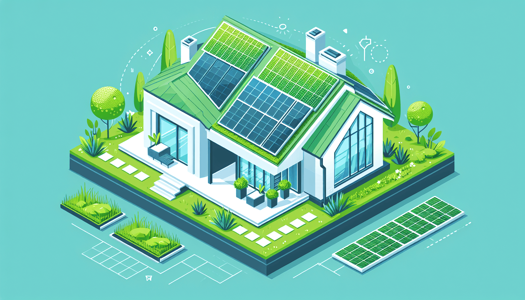 Modern home with green eco-friendly roofing materials